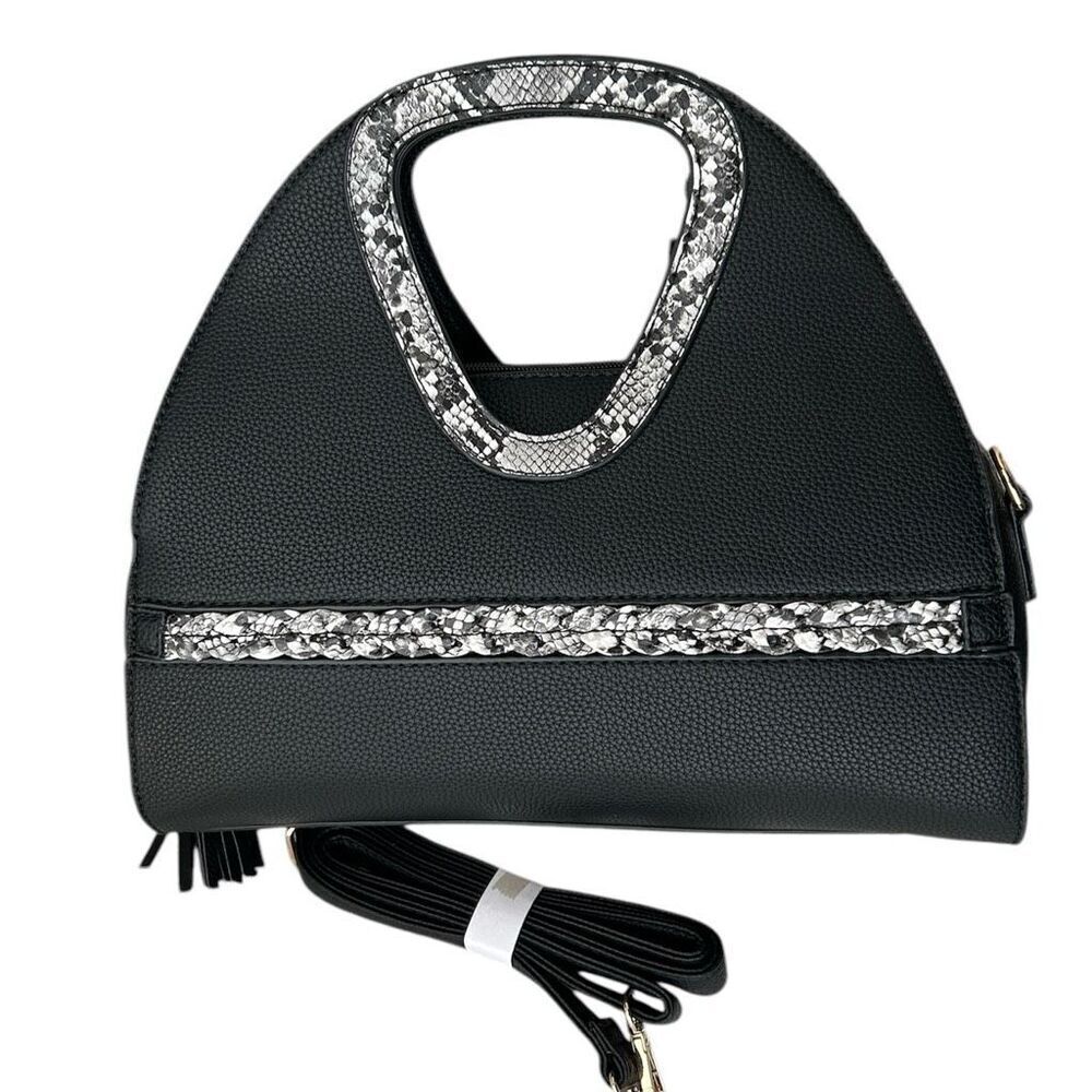 American Bee Black Snakeskin Crossbody Purse NWT